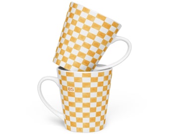 Retro Orange Checkerboard Latte Mug: Tennessee Inspired Coffee Cup