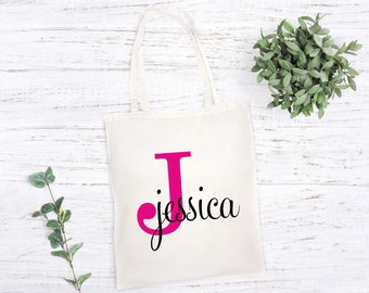 Any Name Initial Alphabet Letter Bag For Life School Tote Shopper Shopping Bag Personalised Wedding Hen Party Birthday Gift Bag