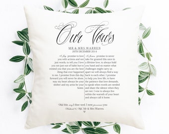 Our Vows Marriage Mr & Mrs Wedding Day Engagement Dates Love Couple Personalised Custom Made Pillow Cushion Photo Gift Anniversary Gift