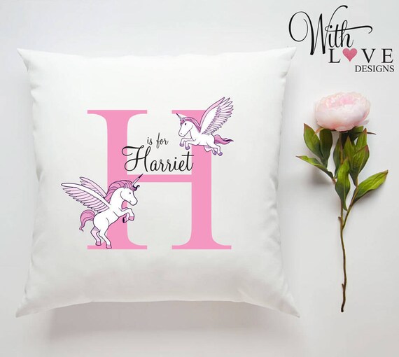 unicorn initial pillow