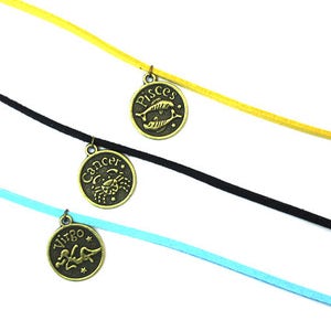 Zodiac Chokers in 3 Colors, Aqua, Goldenrod and Black, Reversible and Gift-Wrapped!