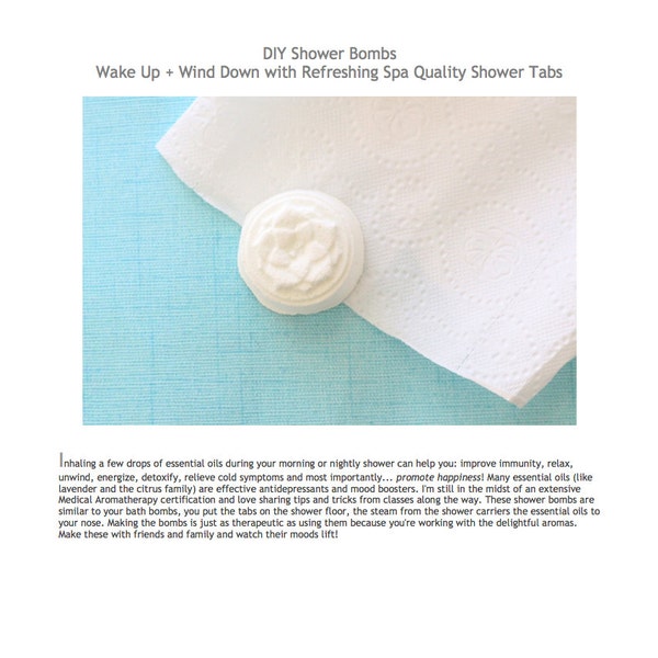 Shower Tab Recipe- Make Your Own Refreshing Natural Shower Bombs or Fizzies PDF