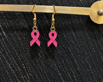 Boucles d'oreilles ruban rose