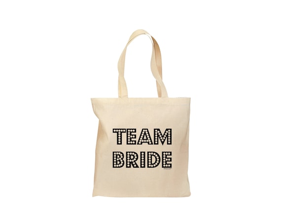 TEAM BRIDE Bridesmaid Tote Bag, Large Cotton Totebag Gift for