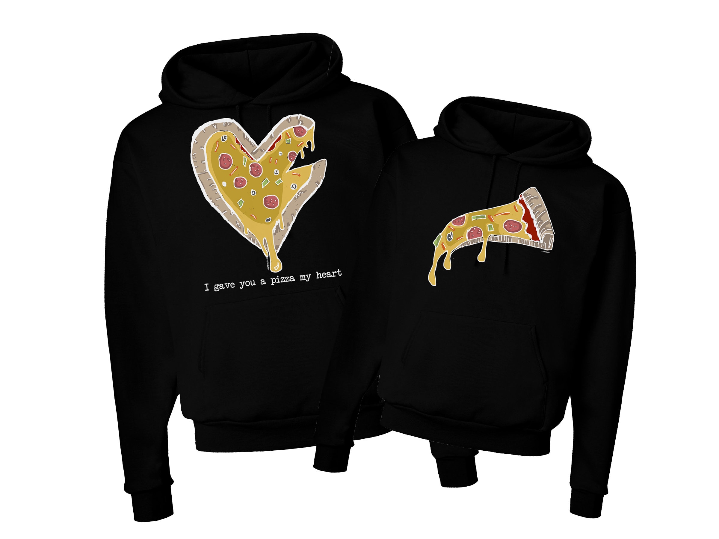 Pizza my Heart Hoodies Matching Couple Set Pizza My Heart Black Hoodie Gift for Pizza Lover Funny Pizza Graphic Hoodie