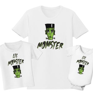 Momster Lil Monster Matching Halloween Matching Mom and Baby outfits Funny Halloween Momster Matching Frankenstein Funny Monster Baby Shirt