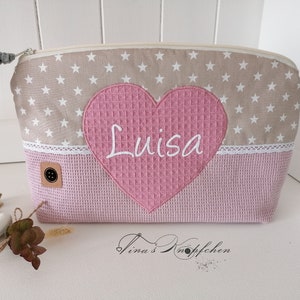 Windeltasche mit Name/ altrosa /beige / Geschenk zur Geburt/Baby/Taufgeschenk/ personalisiertes Geschenk