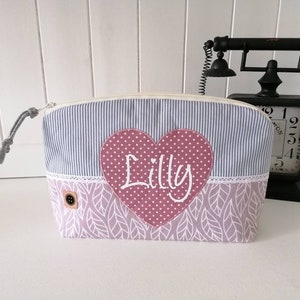 Windeltasche /XL Kulturtasche/pastell mit Name, altrosa /grau, Taufgeschenk personalisiert/ Geschenk zur Geburt, Krone