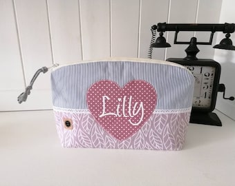 Diaper bag pastel with name, old pink/gray, baptism gift, birth gift, crown