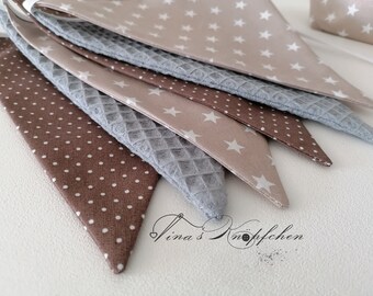 Pennant chain beige-brown/gray, name chain, children's room decoration, decoration for boys' rooms