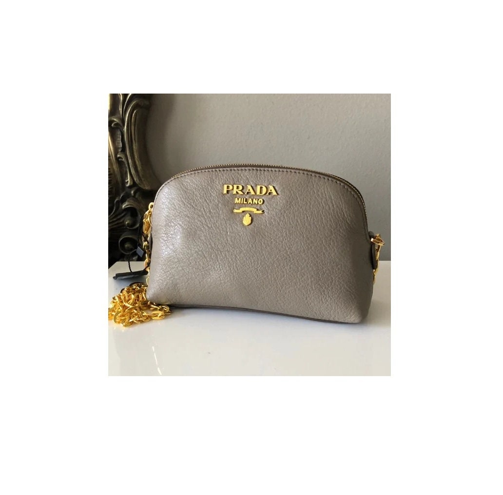 Prada - Pattina Leather Studded Trim Crossbody Handbag (BLANCO & Nero)