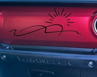 Sunrise / Sunset tattoo style offroad SUV dash decal