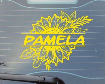 Sunflower Monogram vinyl decal