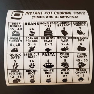 Instant Pot Cooking Times Cheat Sheet Vinyl Decal - Etsy