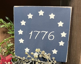 1776 Americana Block; Primitive Decor; 4th of July; Tiered Tray Decor; Patriotic