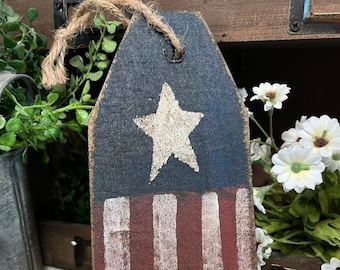 WOODEN FLAG TAG; 4th Of July Tiered Tray Decor; Patriotic Tiered Tray Decor; Fourth of July Tiered Tray Decor; Farmhouse Patriotic