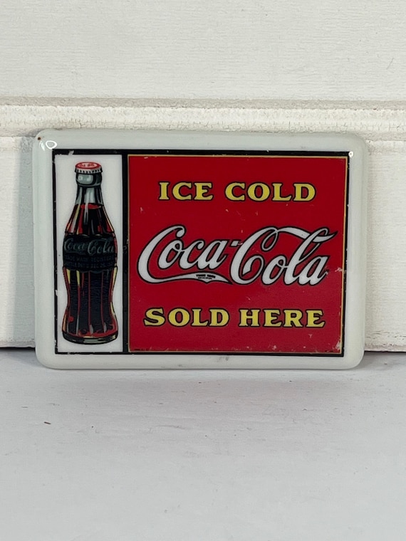 Coca-Cola Vintage Magnet; Iconic Logo; Ceramic; 1980's