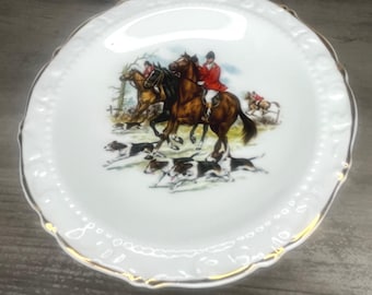 Staffordshire Miniteller; Sheriden England; Fuchsjagd, Reiterplatte; 4 Zoll;