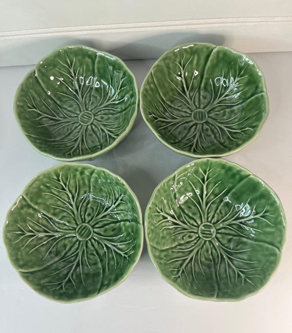 Bordallo Pinheiro bowls; San Raphael Collection Set of 4 cabbage-ware