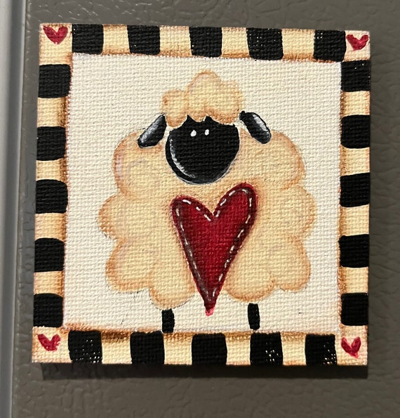 Sheep; Spring Decor; Primitive Decor; Hand Painted; Tiered Tray Decor