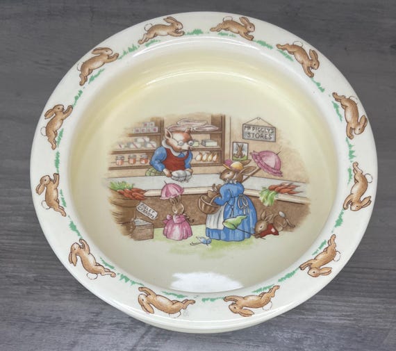 Vintage Royal Doulton Bunnykins Baby Bowl; Mr Piggly's Market