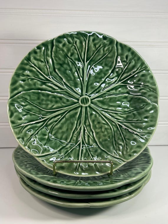 Bordallo Pinheiro Cabbage Leaf Salad Plates; San Rafael Collection; Cabbageware, 8", Set of 4