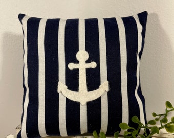 Accent Pillow, Anchor Pillow, Mini Pillow, Tiered Tray Decor, Mantel Decor, Nautical, Farmhouse Decor