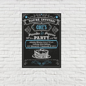 Pannkakor och pyjamas födelsedagsinbjudan