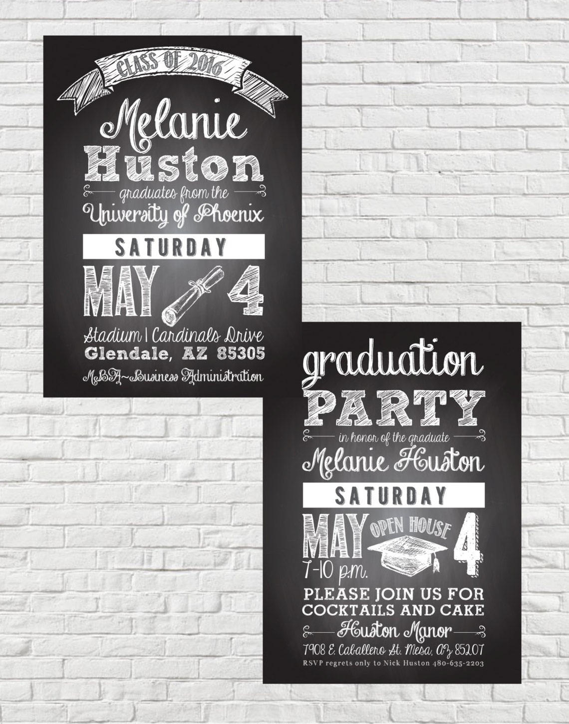 Graduation Double Sided Announcement/invitation Etsy