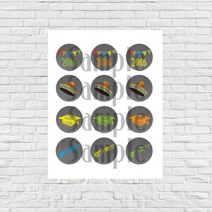 Fiesta Grad Cupcake Toppers