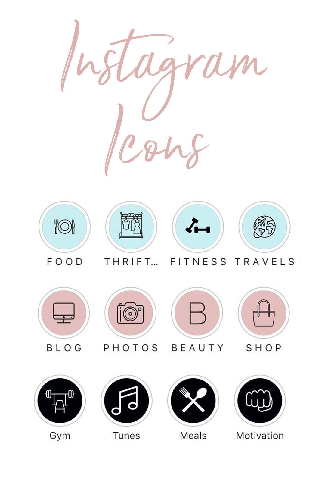 Instagram verhaal hoogtepunten Icons set van 5 Etsy Nederland