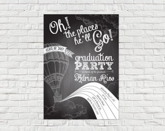 Oh the Places he'll Go - Invitación a la graduación
