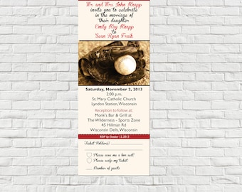 Baseball wedding ticket Invitation