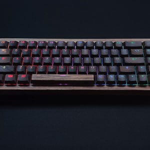 Wooden Keyboard - 65%  Keyboard - Resin Backlit-  Solid Walnut Wood Keycaps  Hot-Swap Switches