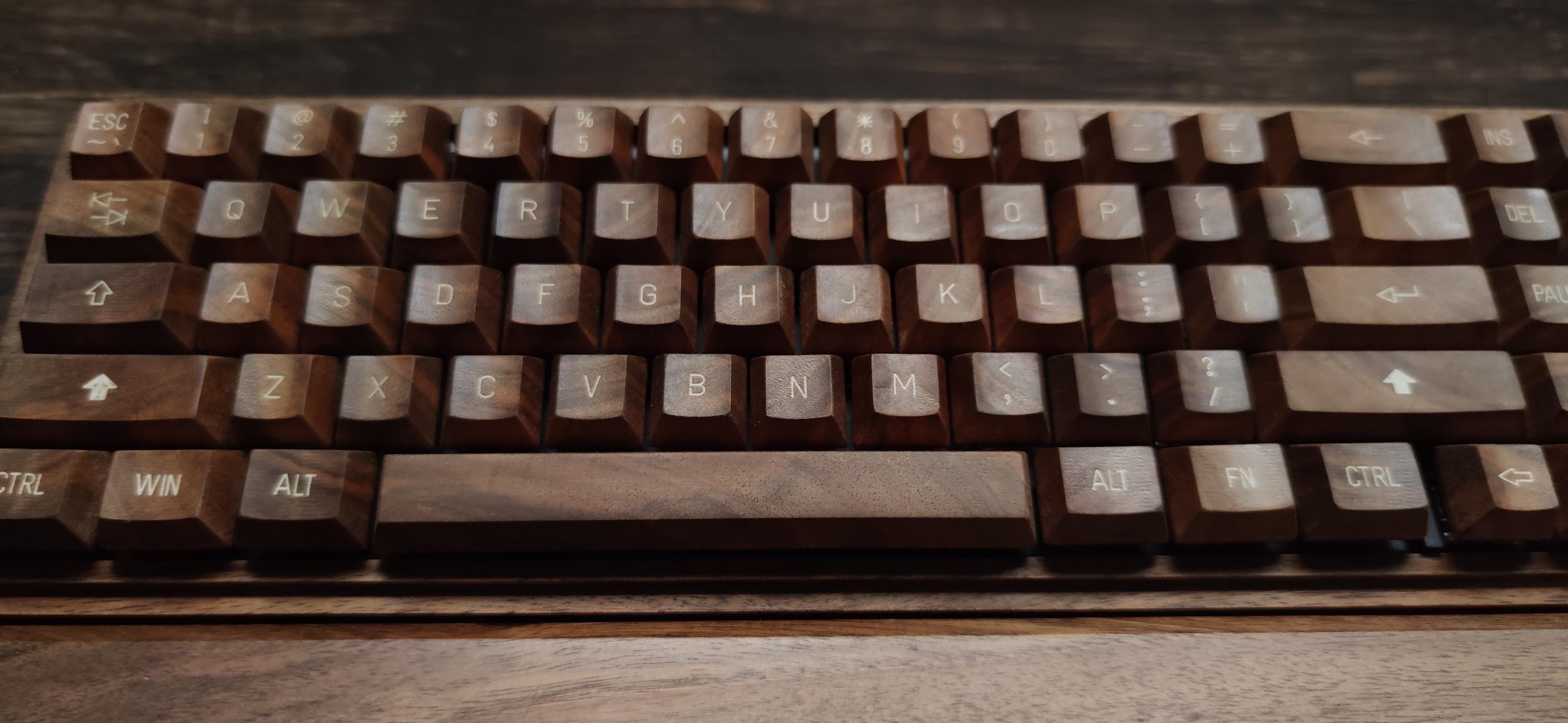 Unique Handmade Walnut Mechanical Keyboard | Luxury Tech Gift for