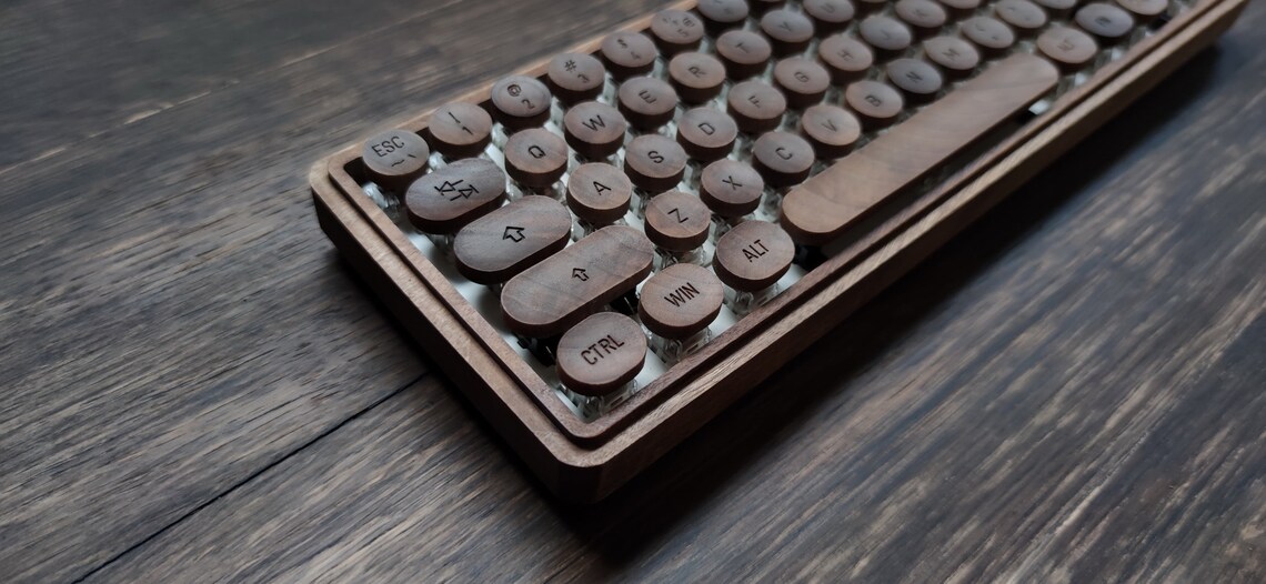 Steampunk Walnut Wood Artisan Keycap - Retro Old Typewriter Style for ...