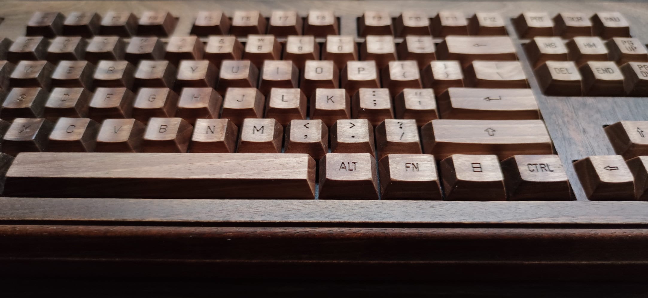 Wooden Keyboard MK 9 Retro Style Rustic Industrial Solid Walnut