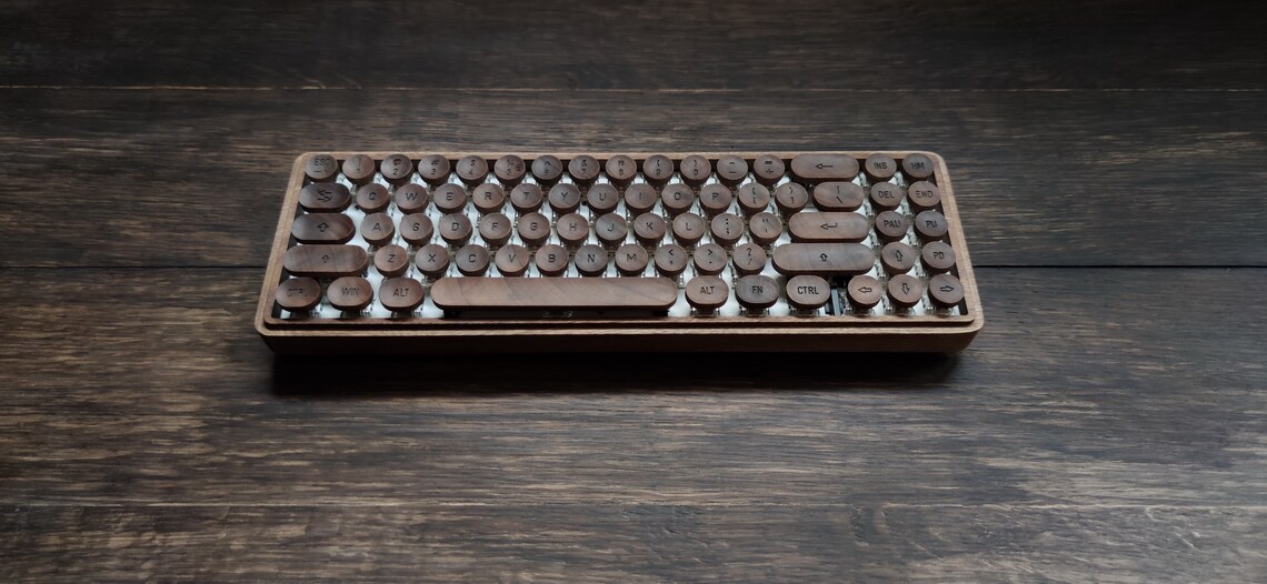 Wooden Keyboard Mx10, Custom Wood Mechanical Keyboard, Walnut Wood