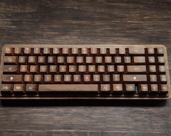 Unique Handmade Walnut Mechanical Keyboard | Luxury Tech Gift for Him Dad Boyfriend
