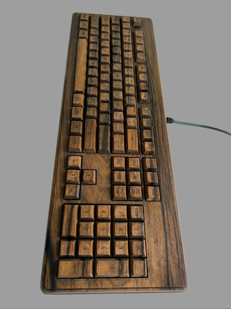 Wooden Keyboard MK-9 Retro Style Rustic Industrial Solid Walnut Wood ...