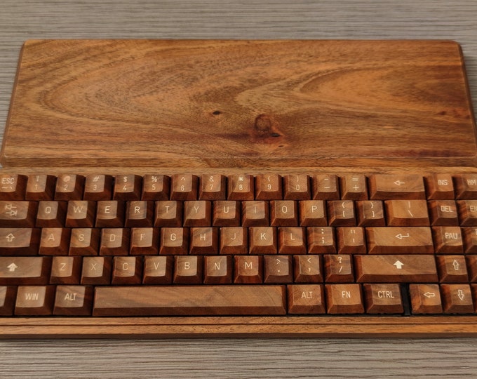 Wooden Keyboard M8, Cherry MX Red Switch, Walnut Wood , Typewriter