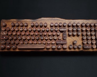 Wooden Keyboard retro style keycaps