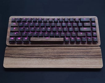 Solid Walnut 65% Mechanical Keyboard | Resin Backlit Hot-Swap Handmade Artisan Unique