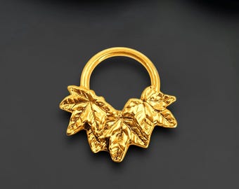 MADE TO ORDER Feinsilber Ahornblatt Septum Ring, Herbst Piercing