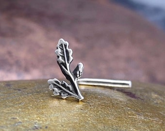 Handgefertigt, um Massivsilber Eichenblatt Nasenring, benutzerdefinierte Nasenstecker bestellen