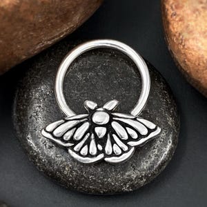 HANDMADE TO ORDER Moth Septum Hoop, Butterfly Septum Ring, Bug Septum Piercing, Custom Gothic Jewelry, Fairy Body Jewelry, Girly Moth Hoop