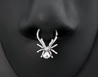 MADE TO ORDER Sterling Silver Spider Septum Hoop, Edgy Goth Piercing Jewelry