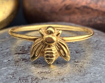 Handmade Silver Bee Ring, Insect Jewelry, Nature Lover Gift