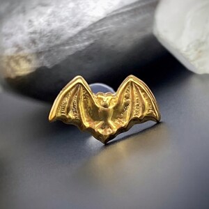 HANDMADE TO ORDER jewelry, Solid Silver Bat Stud Earrings, Gold Bat Earring, Halloween Studs, Custom Bat Jewelry, Gothic Stud Earring