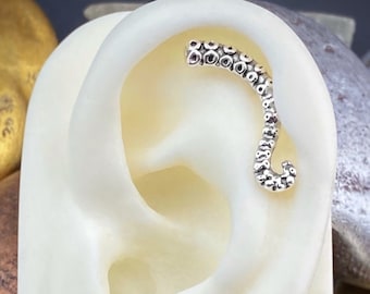 Handmade To Order Solid Silver Tentacle Helix Earring, Octopus Cartilage Piercing